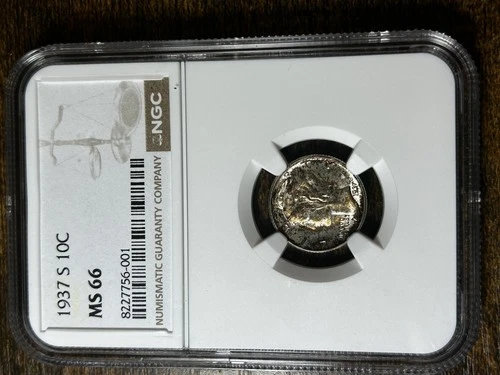 NGC 1937-S 10C Mercury Dime MS66 Toned!!!