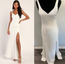 Lulus White Sleeveless Backless Mermaid Maxi Dress - Medium