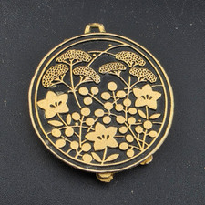 Vintage Zen Solid Perfume Compact Black Ename...