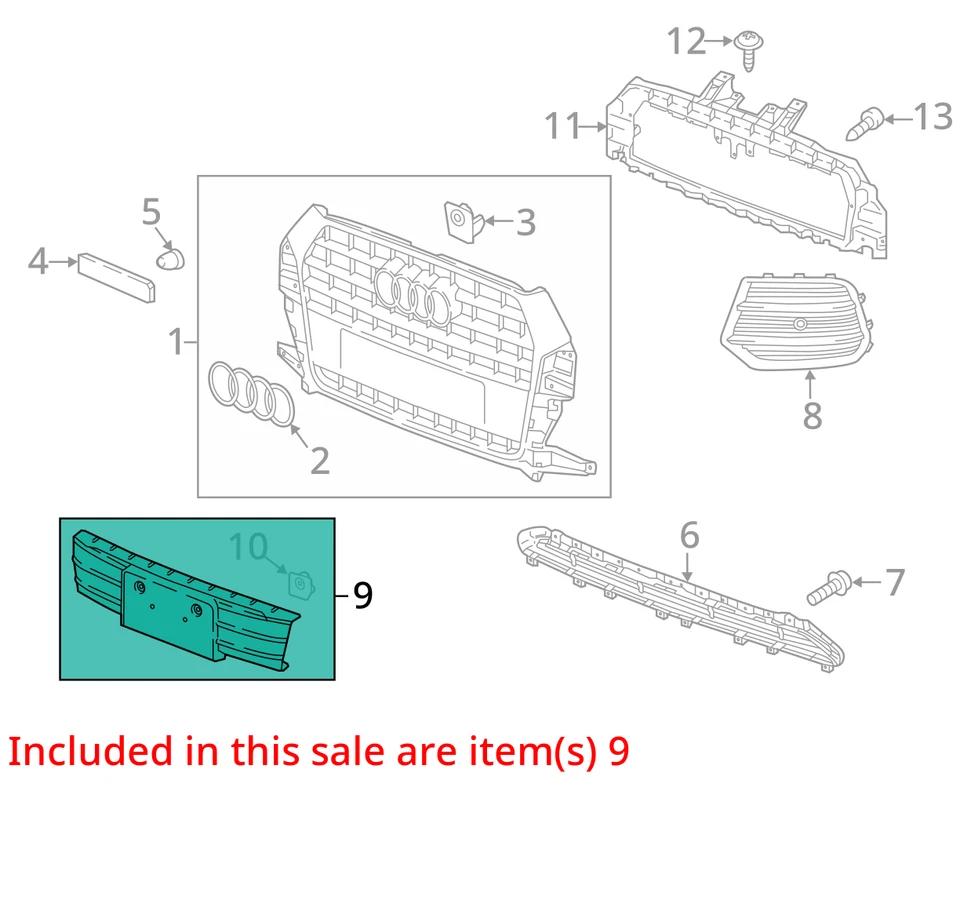 2015 Audi Q3 Quattro Front Glossy Black License Plate Bracket OEM *NOTE* - Image 3 of 4