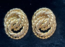 Vintage Gold Tone Twisted Oval Braided Knot Shoe Clips