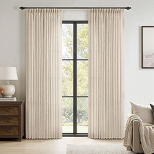 MIULEE Pinch Pleated Linen Curtains 108 Inches Long 2 Panels for Bedroom Living