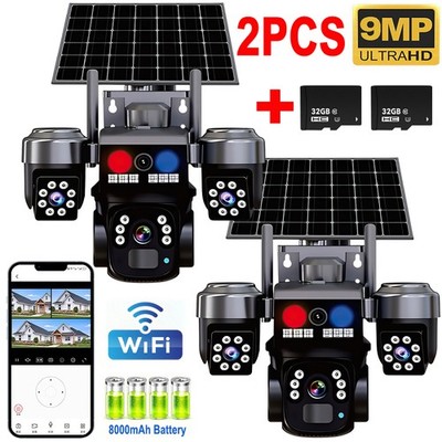 Solar Battery Powered Wireless WiFi Home Security Camera System Outdoor Pan/Tilt