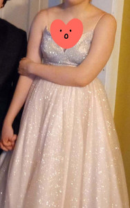 2Cute Pastel Pink Sparkly Spaghetti Strap Prom & Formal Look.