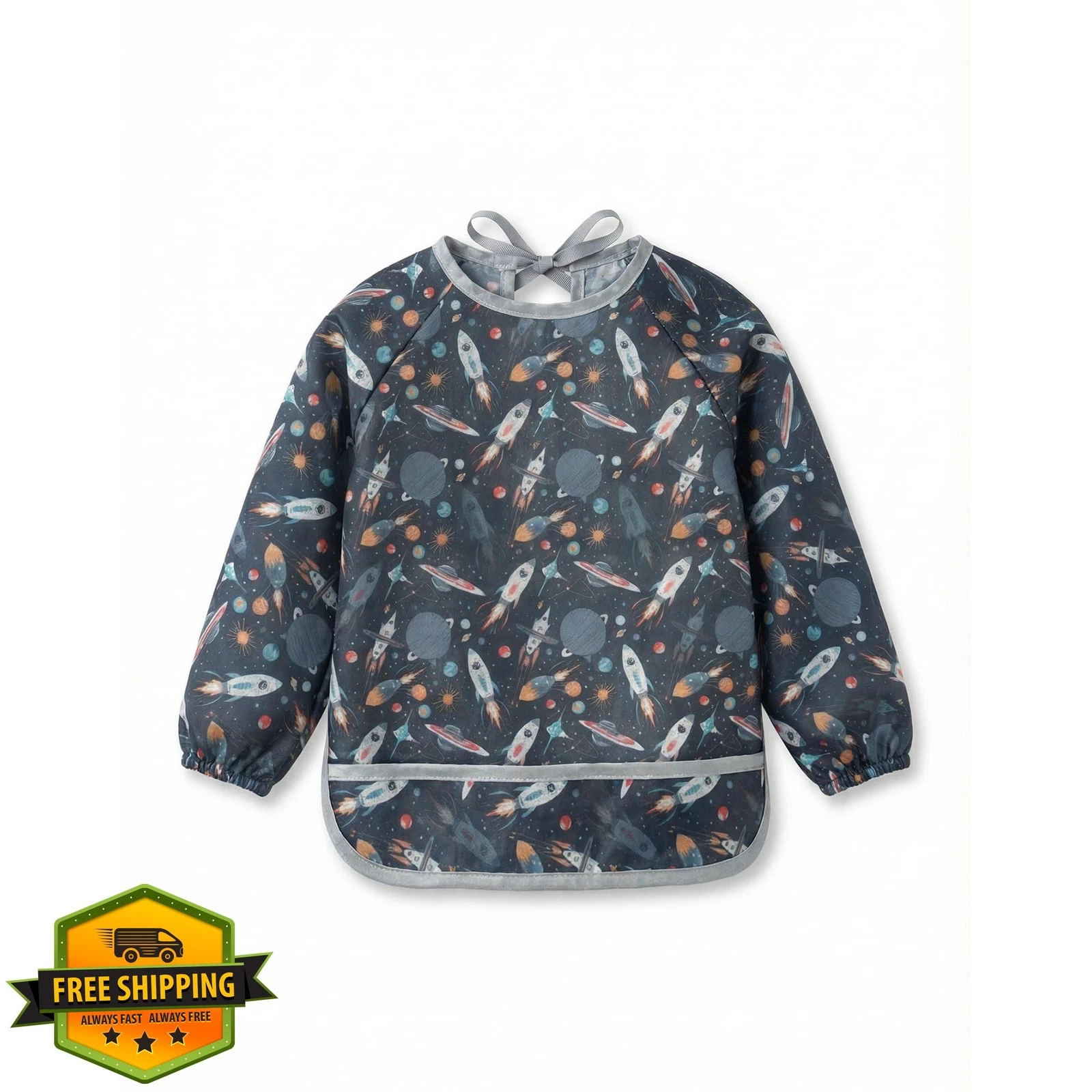 HAMUR HOME Long Sleeve Baby Bib Waterproof Mess-Proof Smock
