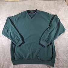Vintage Eddie Bauer EBTEK Sweater Mens Tall Large Green Fleece V Neck Golf