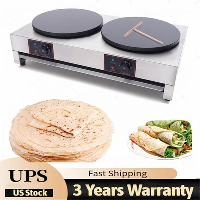 Commercial Dual-head Electric Crepe Maker Machine,16'' Pancake Baking Machine USA