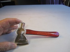 VTG Souvenir Spooner Wisconsin Ruby Red & Gold Glass Novelty Tomahawk Hatchet