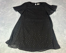 Show Me Your MuMu XS Black Chiffon Polka Dot Flutter Sleeve Shift Dress