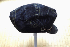 Damen Ballonmütze Elbsegler, Gr.M-56/57, schwarz, braun, gold, Kettenprintmuster
