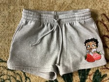 NEW WOMEN'S/JUNIORS CUTE BETTY BOOP SWEAT SHORTS  W/ POCKETS PULL STRING WASTE