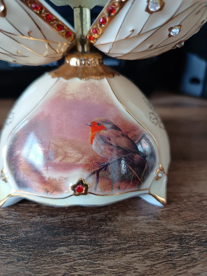 Bradford Exchange Jewel of Nature Porcelain Bird / Robin In Egg Musical Ornament - Image 3 of 4