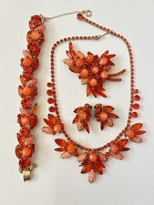 VINTAGE JULIANA DELIZZA ELSTER D&E MOONGLOW ORBS ART GLASS RHINESTONE Full Set