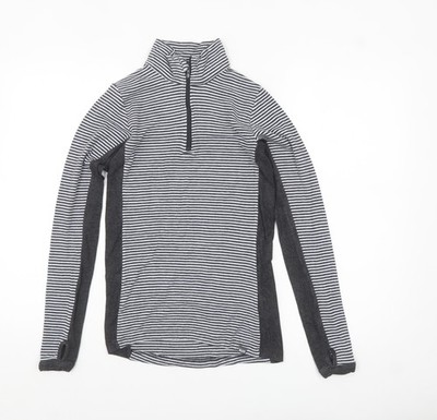 BAM Damen schwarz & weiß gestreifter 1/4-Reißverschluss Pullover Sweatshirt Größe 10