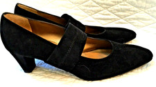 Mauro Teci Firenze Black Suede Mary Jane Pump Made In Italy Heel 379 Size 39