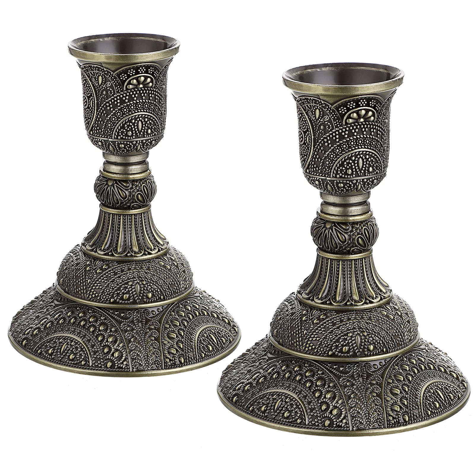 S Vintage Metal Pillar Candlestick Holders 4&rdquo;h, E...