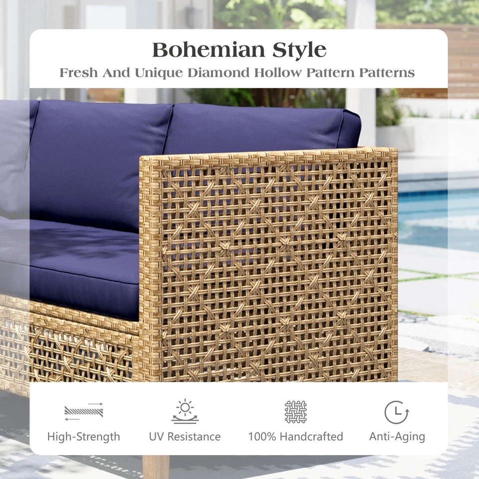 Juego de muebles de exterior de ratán para patio conjunto de muebles de patio de conversación sofá de mimbre Foto 3 de 4