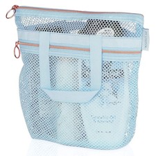 Mesh Shower Bag 10.2x9.9'' Quick-Dry Caddy with Zipper 2 Pockets. Portable ...