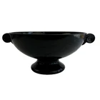 Vintage 30s LE Smith Black Amethyst Scroll Handle Footed Glass Fruit Bowl
