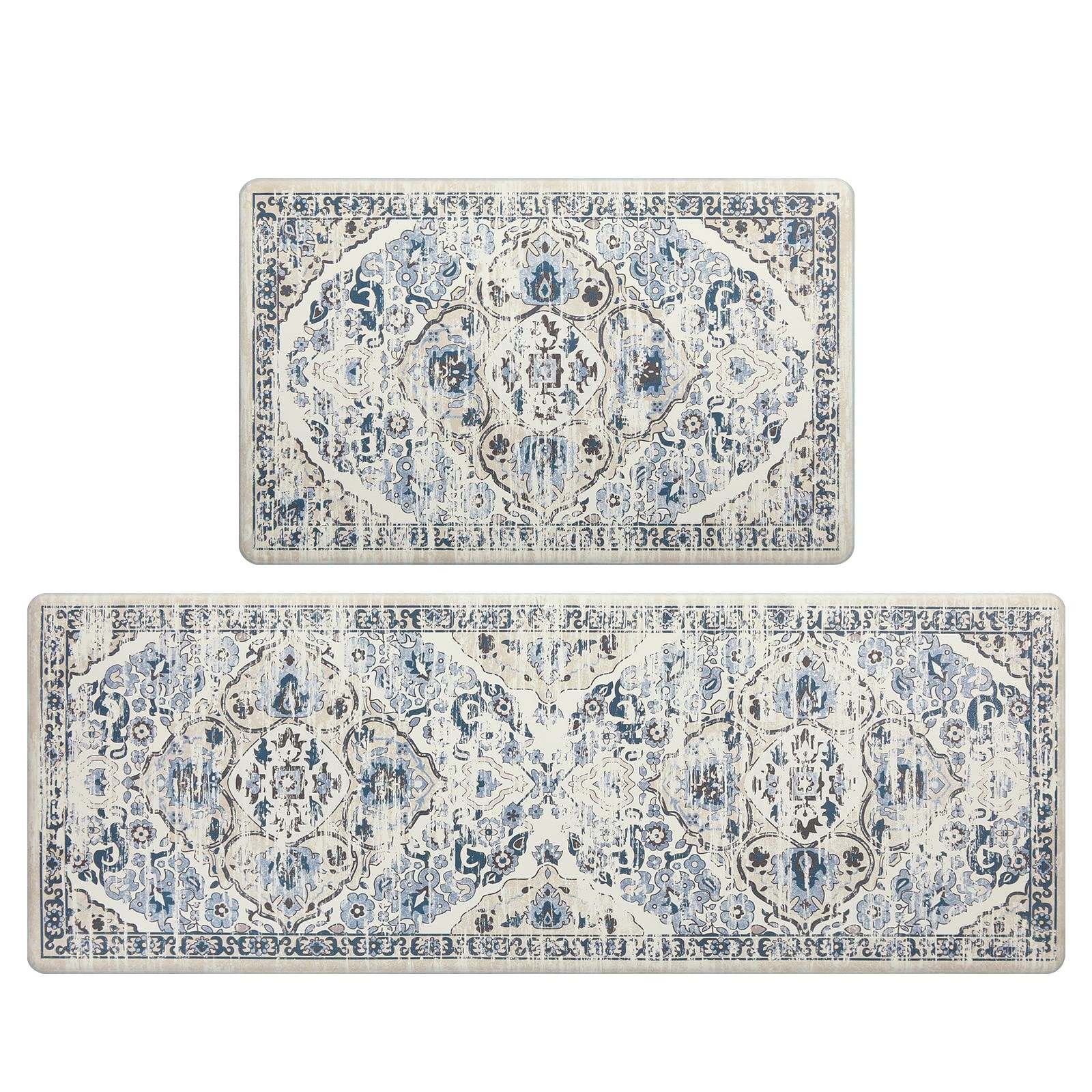 Cushioned Kitchen Rug Set of 2 Waterproof Anti Fatigue Floor Mats for Comfort
