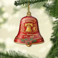 250 Years USA Acrylic Ornament  United States 1776  2026 Bell Ornament