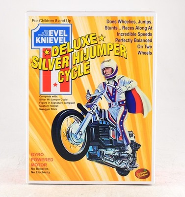*Evel Knievel Deluxe Silver High Jumper Stunt Cycle Extreme Jumps and Tricks