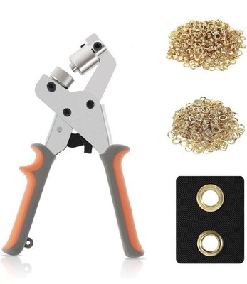 Ösenlocher Set 10 mm Griff Ösenlocher Werkzeug mit 500 Stück 10 mm Gold