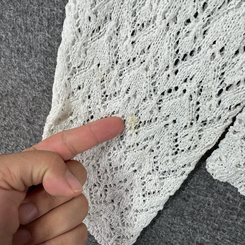 Cárdigan Y2K VALERIE STEVENS Crochet Encaje Mujer XL Blanco Botón Capas Frontales Foto 3 de 4