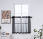 Sheer Tier Curtains 36 inch Length,Voile Café 25"W x 36"L (Pack of 2) Black