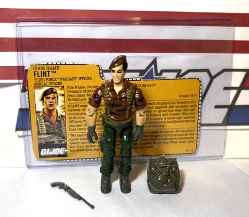 GI Joe Tiger Force Flint 1988 *100% COMPLETE w/File Card, Nice!* v2 Vintage ARAH