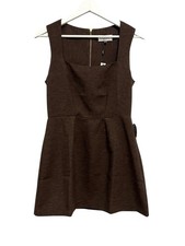 Closet London Dress Womens 6 Brown Square Neck Mini Fit & Flare Back Zip
