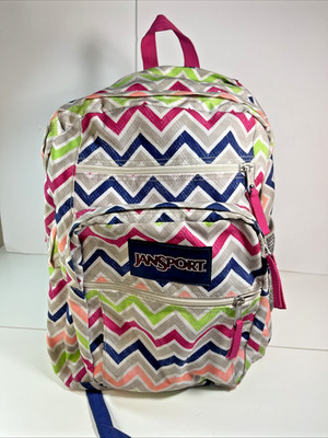 JanSport Super Break School Backpack Big Student ~ 5 Pocket Muti-Color 16x15.5