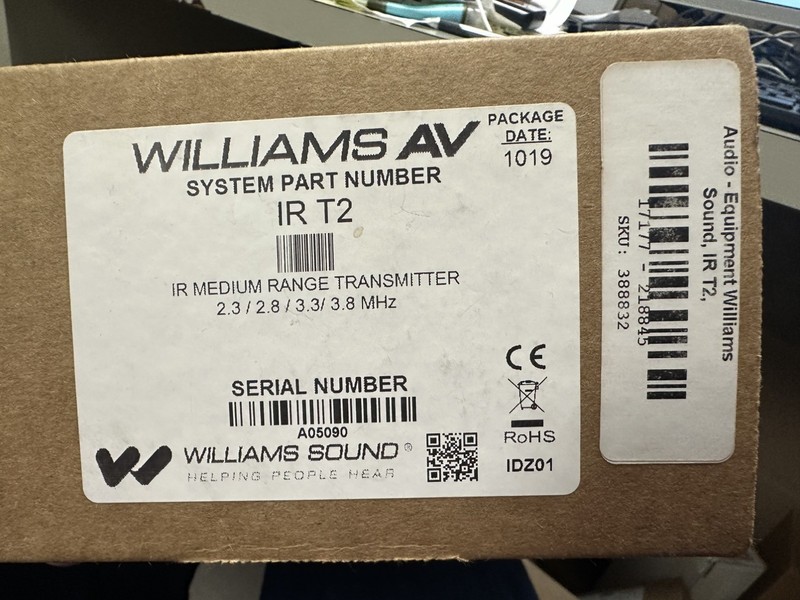 Williams Sound IR T2 IR Medium Range Transmitter 2.3 - 3.8 MHz