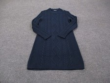 Polo Ralph Lauren Sweater Dress Womens L Fisherman Chunky Cable Knit Navy Casual
