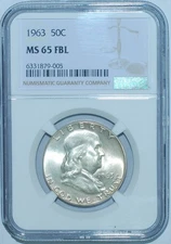 1963 NGC MS65FBL Full Bell Lines Franklin Half Dollar