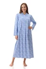 Womens Givoni Blue Long Sleeve Winter Cotton Flannel Nightie Long Length 83K