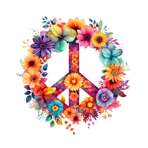 Peace Not War Floral Flower Hippie Self Adhesive Vinyl Sticker