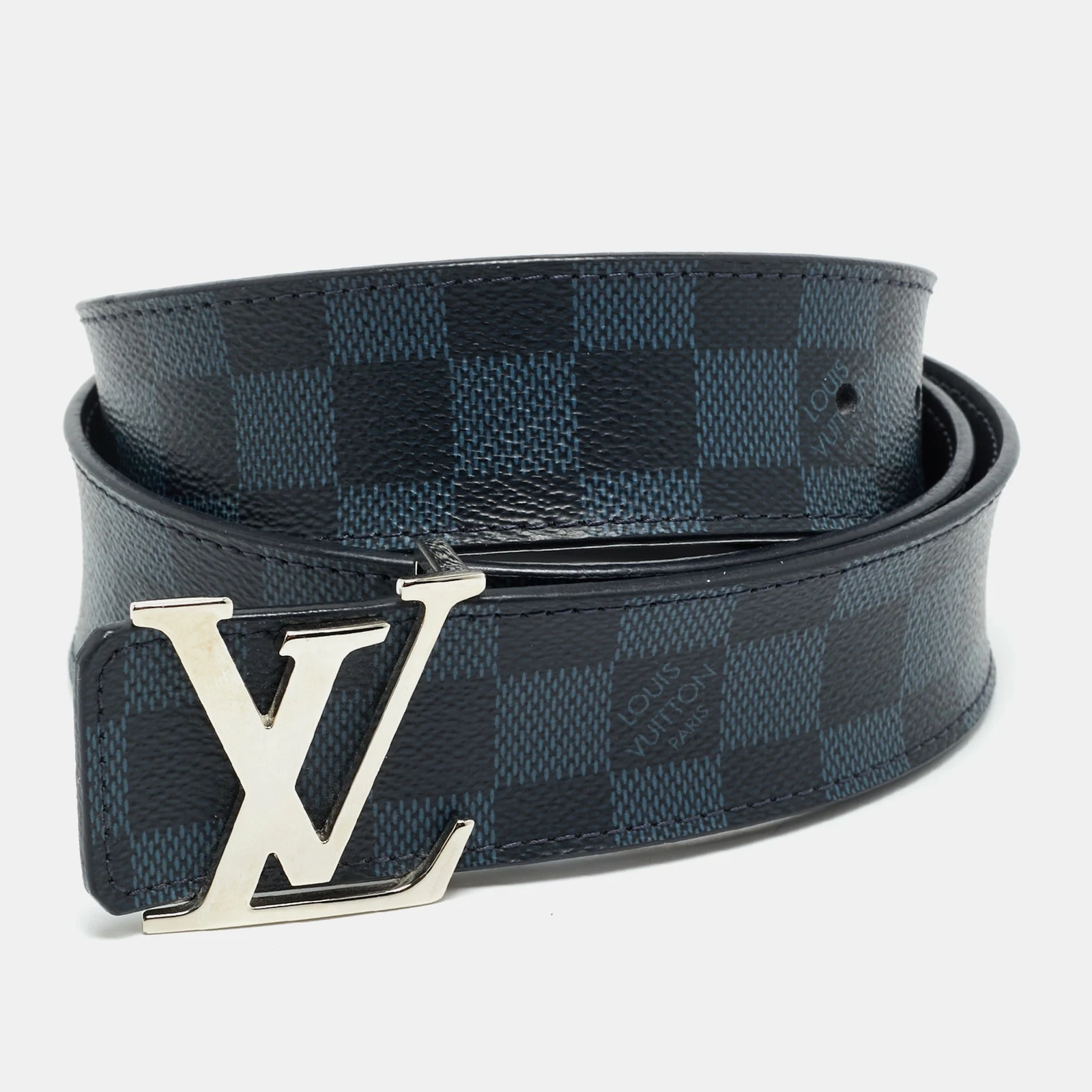 LOUIS VUITTON（LV） Cintura Louis Vuitton Damier Tela Cobalto LV Iniziali 95 CM
