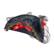 Dress Up America Pirate Hat for Adults - Lace Trimmed Tricorn Pirate Costume Hat
