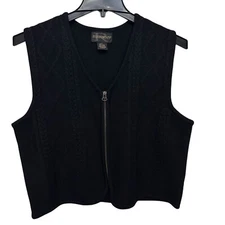 Requirements Full Zip Cable Knit Wool Vest Women’s Size Large Black