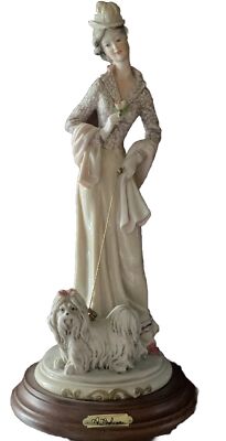 Authentic Capodimonte A. Belcari signed Porcelain Lady With Dog Dear Studio