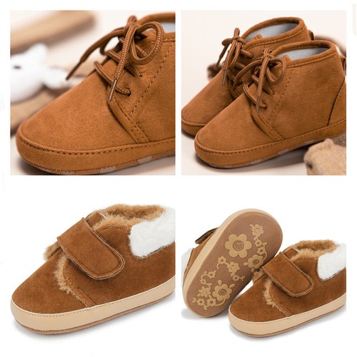 Newborn Baby Boy Girl Crib Shoes Soft Sole Infant Warm Boots PreWalker Trainers - Afbeelding 1 van 9