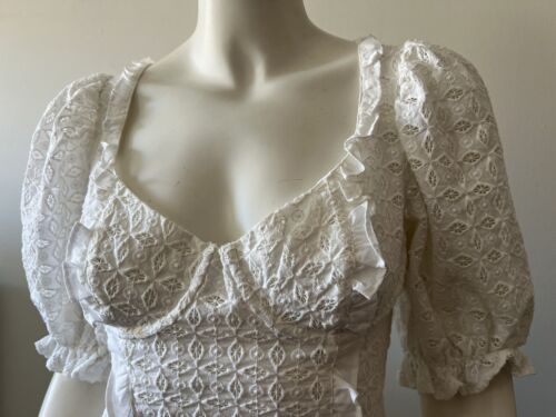 For Love and Lemons Sand Dollar Top weiß Bügel Öse Korsett Top Bluse S - Bild 2 von 7