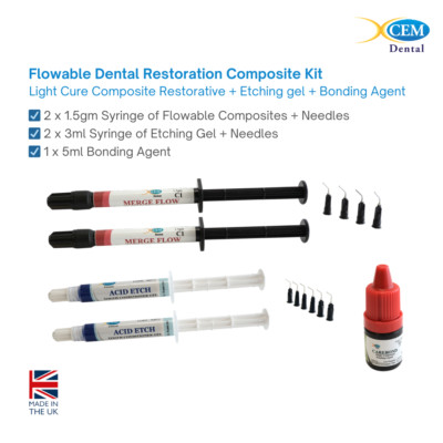 Flowable Dental Restoration Composite Kit, Ätzgel & Klebemittel - Hergestellt in Großbritannien