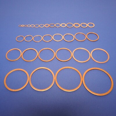 Kupferdichtringe 4 bis 52 mm, DIN 7603A CU, Dichtringe nach Auswahl