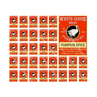 Kitchen Spice Label Set, 32 Colorful Retro Style Labels, 2 STICKER Sheets