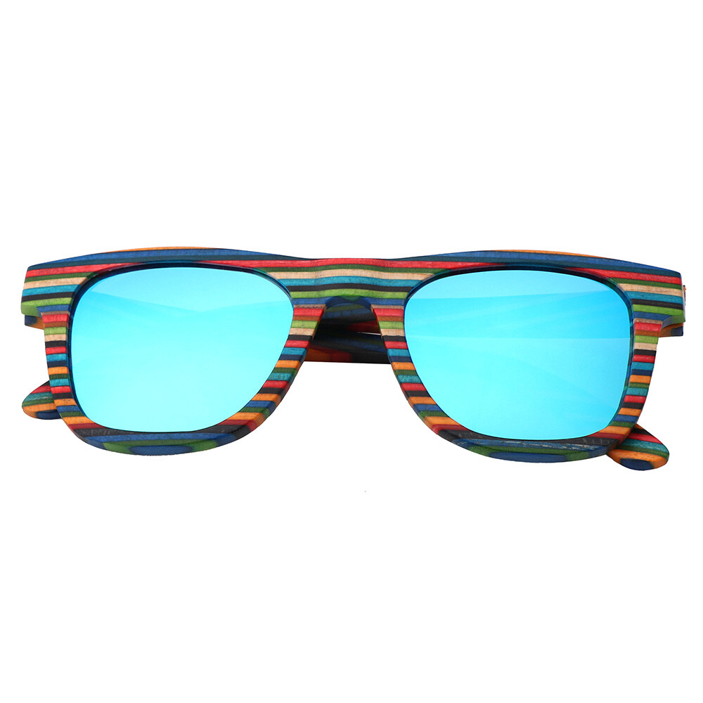 Unisex Handmade Skateboard Wood Polarized Sunglasses Wood Frame Fashion Glasses