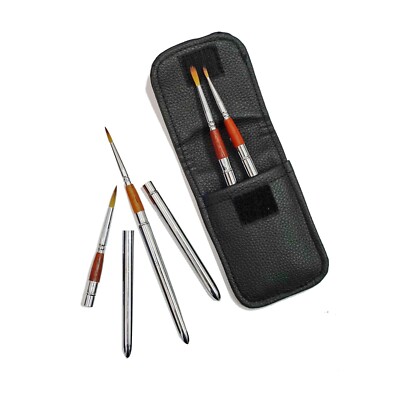 Tasche Reise Künstler Pinsel Set in Schwarz PU Leder Geldbörse 5 Stück