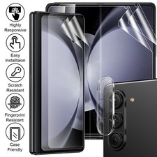 For Samsung Galaxy Z Fold5 4 3 5G Hydrogel Screen Protector/ Glass Lens Cover HD