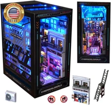 Book Nook Kit DIY Dollhouse Miniature Kit, Bookshelf Insert Decor, 3D Wooden Puz